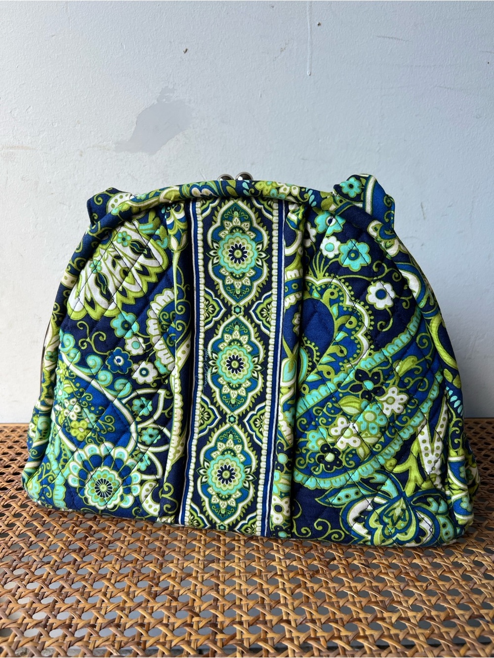 Vera Bradley Patterned Quilted Handbag in Blue & Green